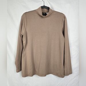 Bob Mackie Wearable Art Beige Cowl Neck Minimalist Long Sleeve Top sz L NWT